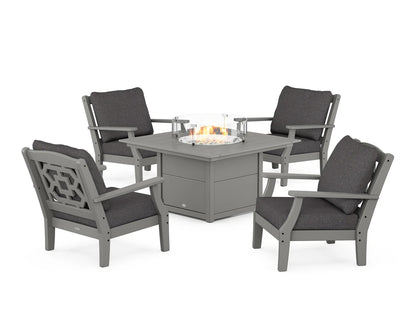 Chinoiserie 5-Piece Deep Seating Set with Fire Pit Table