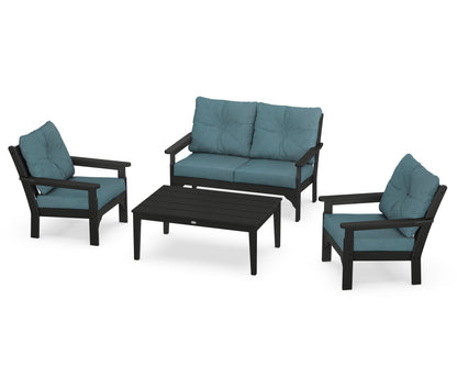 POLYWOOD® Vineyard 4-Piece Deep Seating Set in Black / Ocean Teal