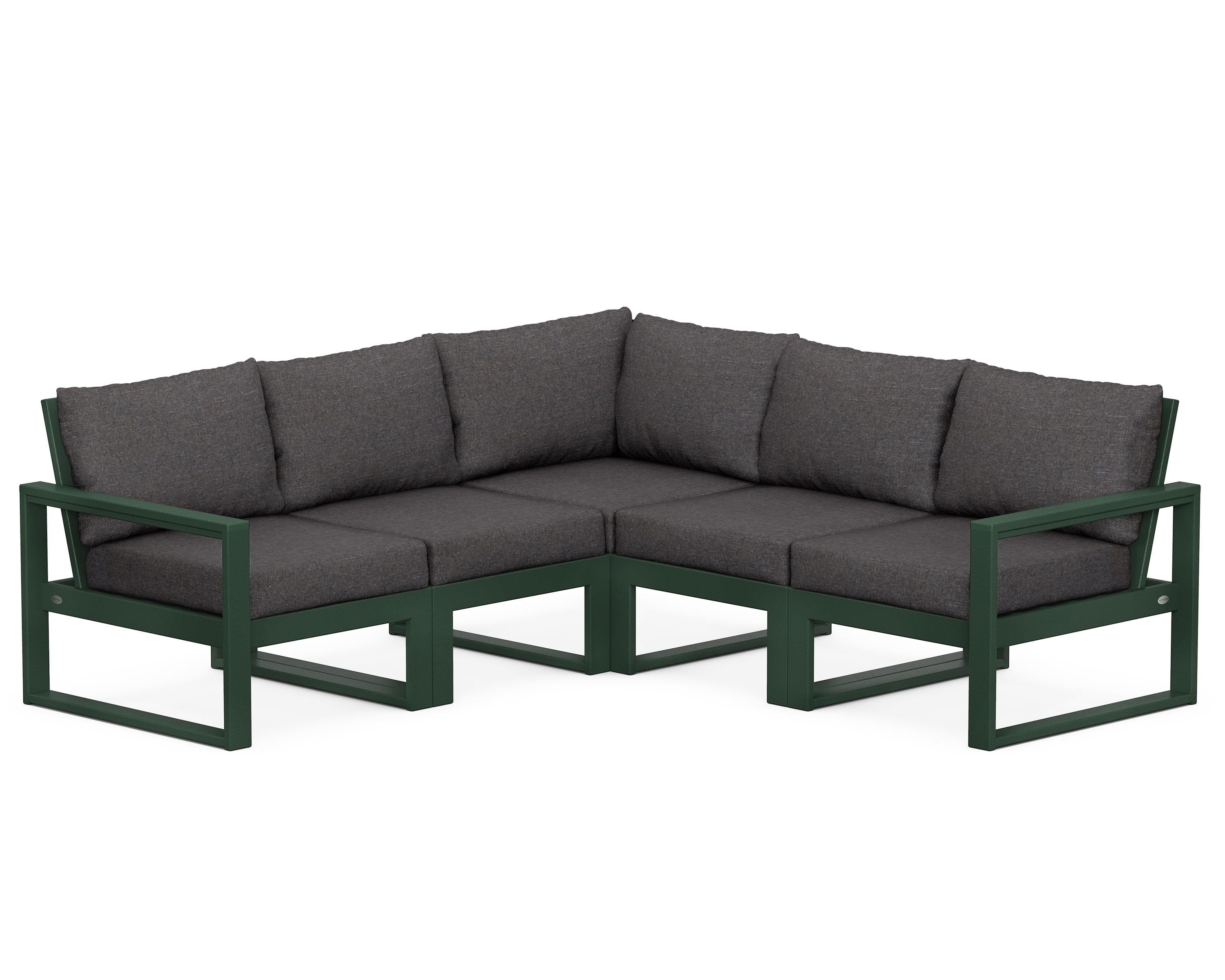 POLYWOOD® EDGE 5-Piece Modular Deep Seating Set in Green / Ash Charcoal