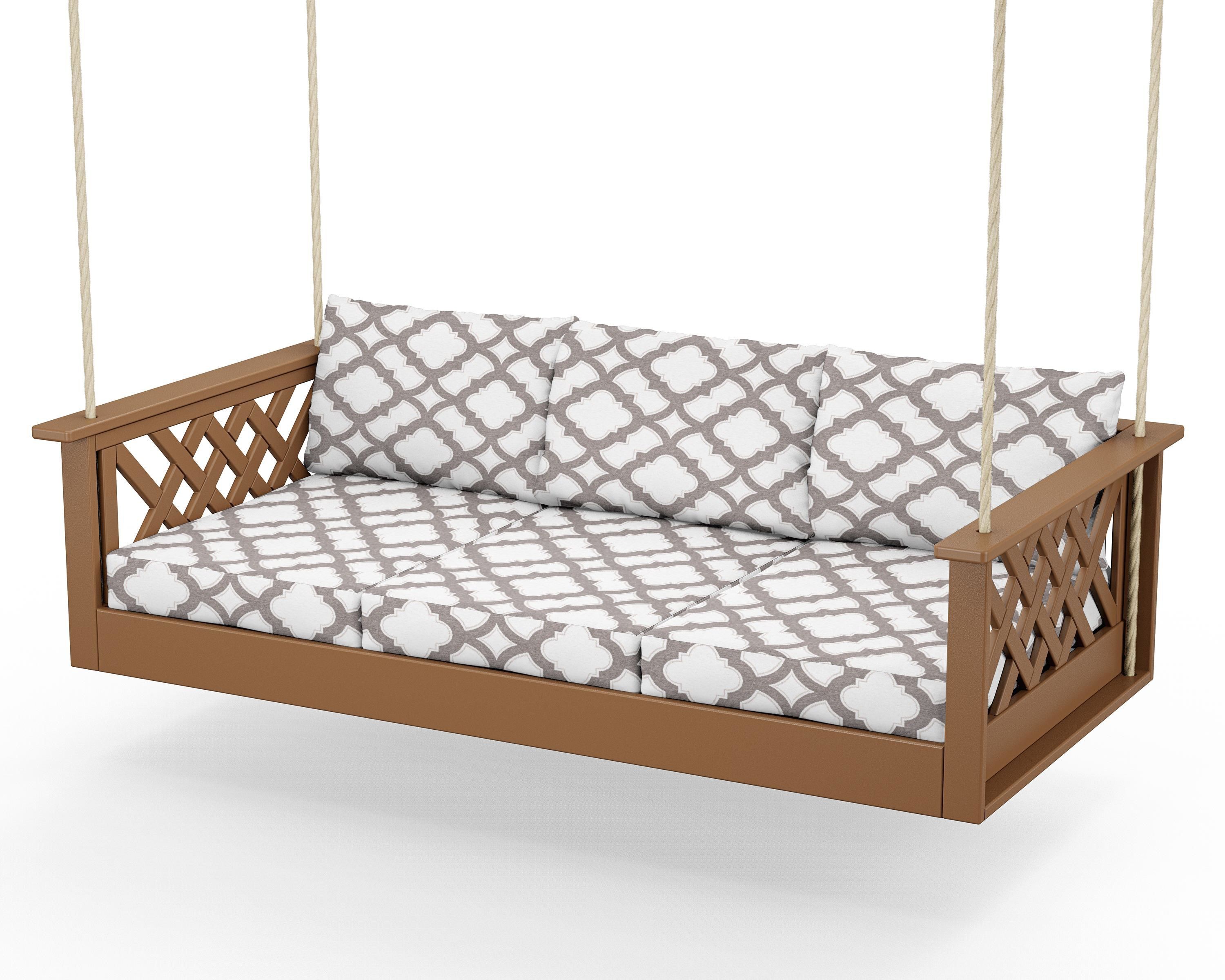 Country Living Wovendale Daybed Swing in Teak / Trellis Grey Mist