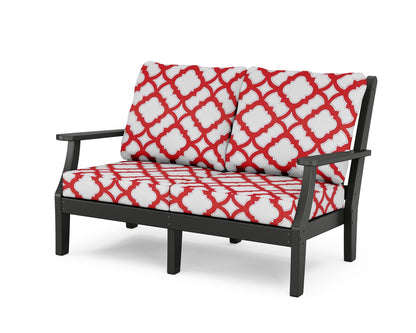 Country Living Wovendale Deep Seating Loveseat in Black / Trellis Crimson