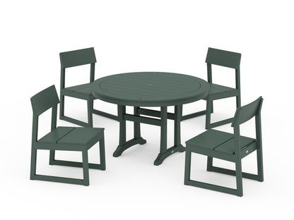 POLYWOOD® EDGE Side Chair 5-Piece Round Dining Set With Trestle Legs in Green