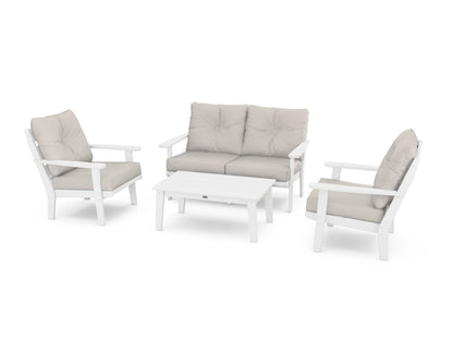 POLYWOOD® Lakeside 4-Piece Deep Seating Set in White / Cast Ash