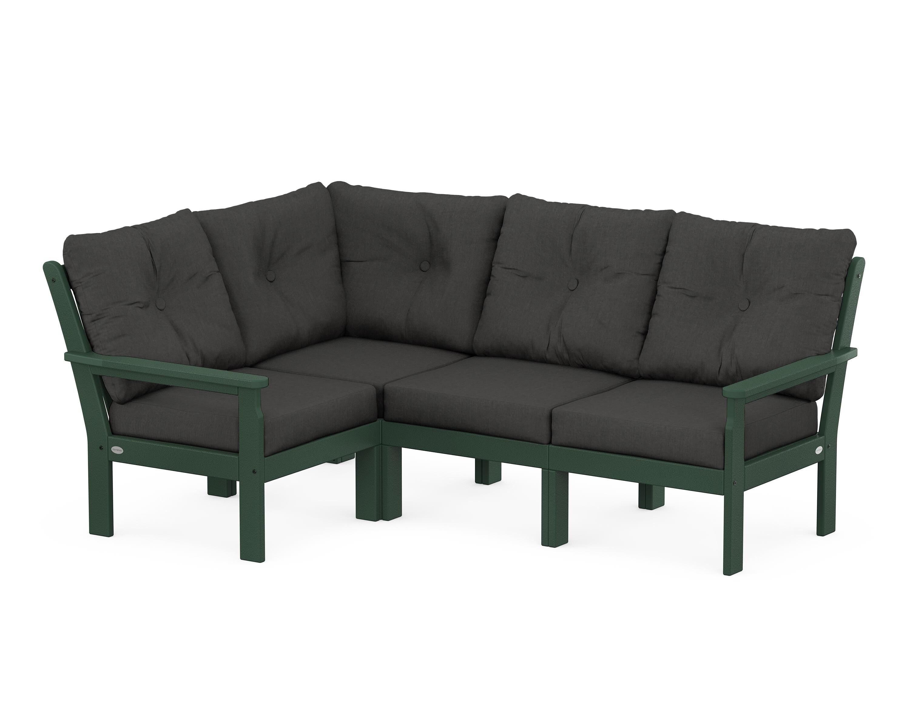 POLYWOOD® Vineyard 4-Piece Sectional in Green / Spectrum Carbon