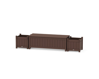 POLYWOOD® 48" Vineyard Straight Planter Storage Bench Set in Mahogany