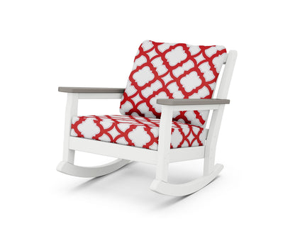 POLYWOOD® Chippendale Deep Seating Rocking Chair in White / Driftwood / Trellis Crimson