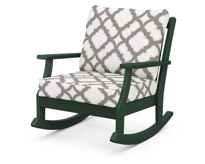 POLYWOOD® Braxton Deep Seating Rocking Chair in Green / Trellis Grey Mist