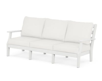 POLYWOOD® Chesapeake Deep Seating Sofa in White / Natural Linen