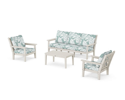 POLYWOOD® Chippendale 4-Piece Deep Seating Set with Sofa in Sand / Leaf Glacier Spa