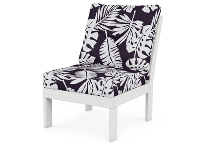 POLYWOOD® Vineyard Modular Armless Chair in White / Leaf Navy