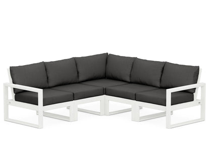 POLYWOOD® EDGE 5-Piece Modular Deep Seating Set in Vintage White / Spectrum Carbon