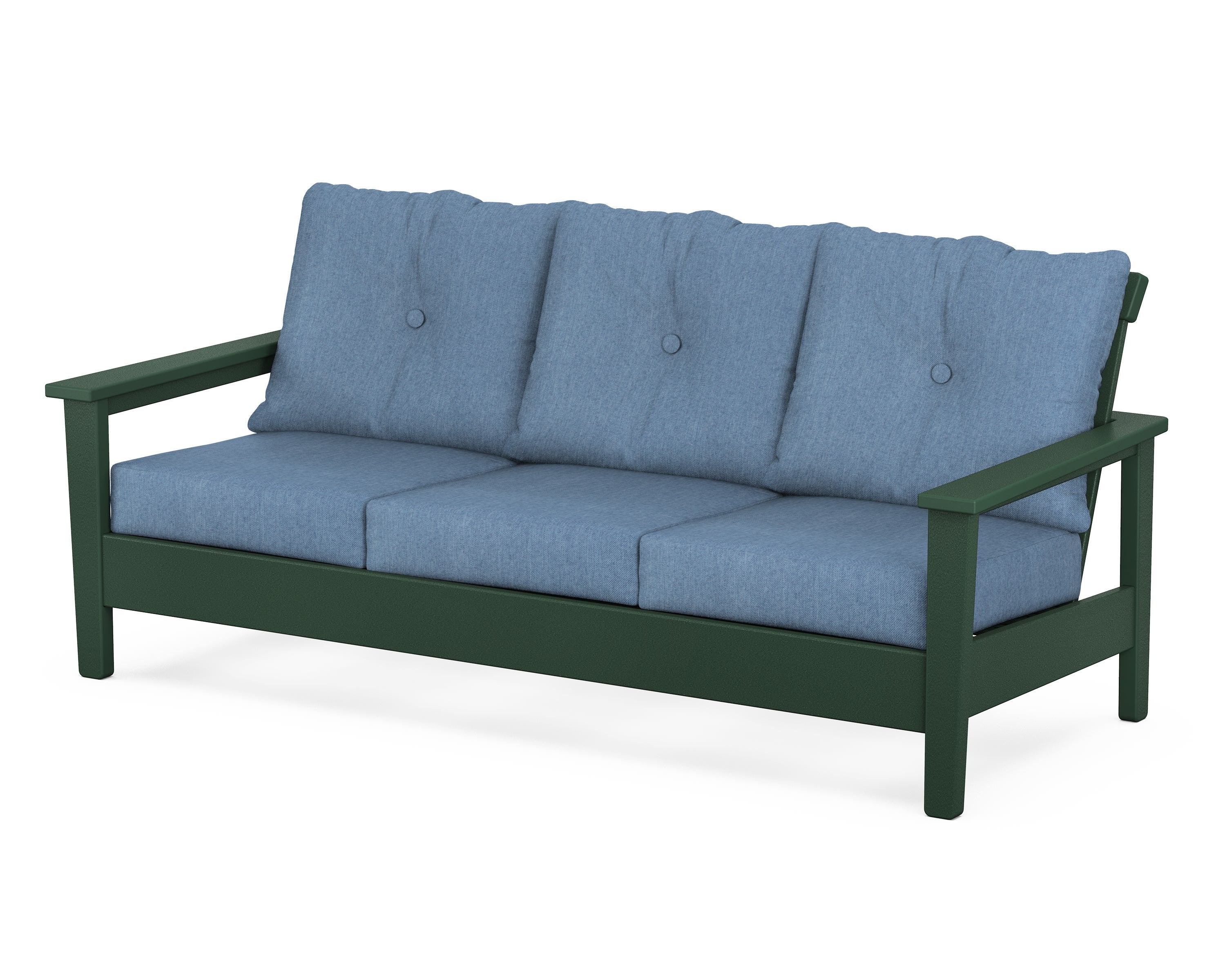 POLYWOOD® Prescott Deep Seating Sofa in Green / Sky Blue
