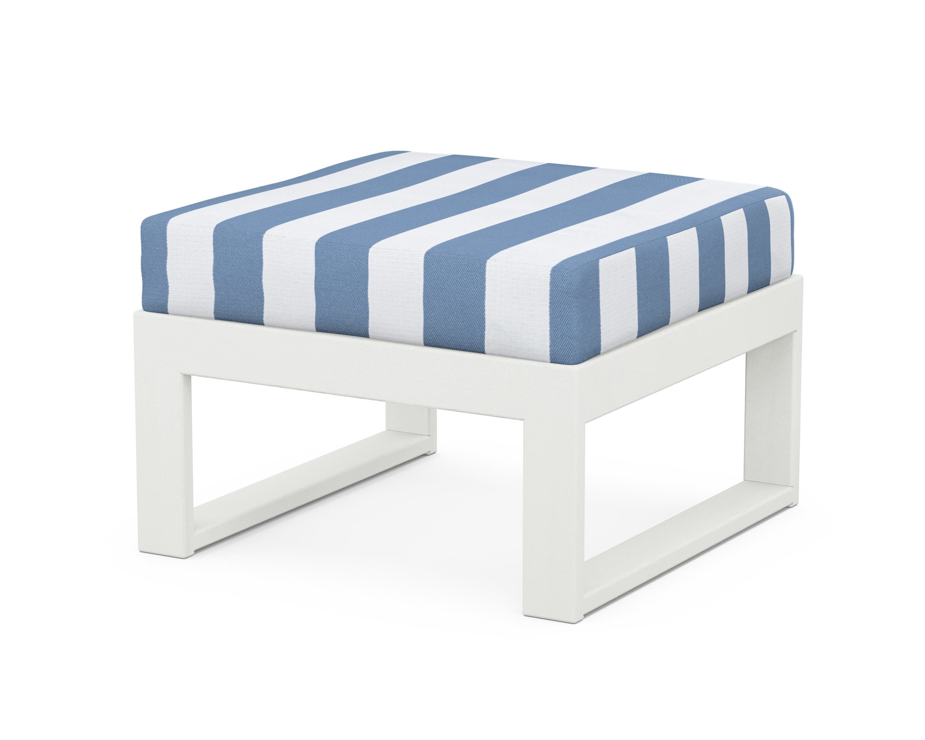 Unbranded Modular Ottoman - Modern in Vintage White / Cabana Stripe Sky Blue