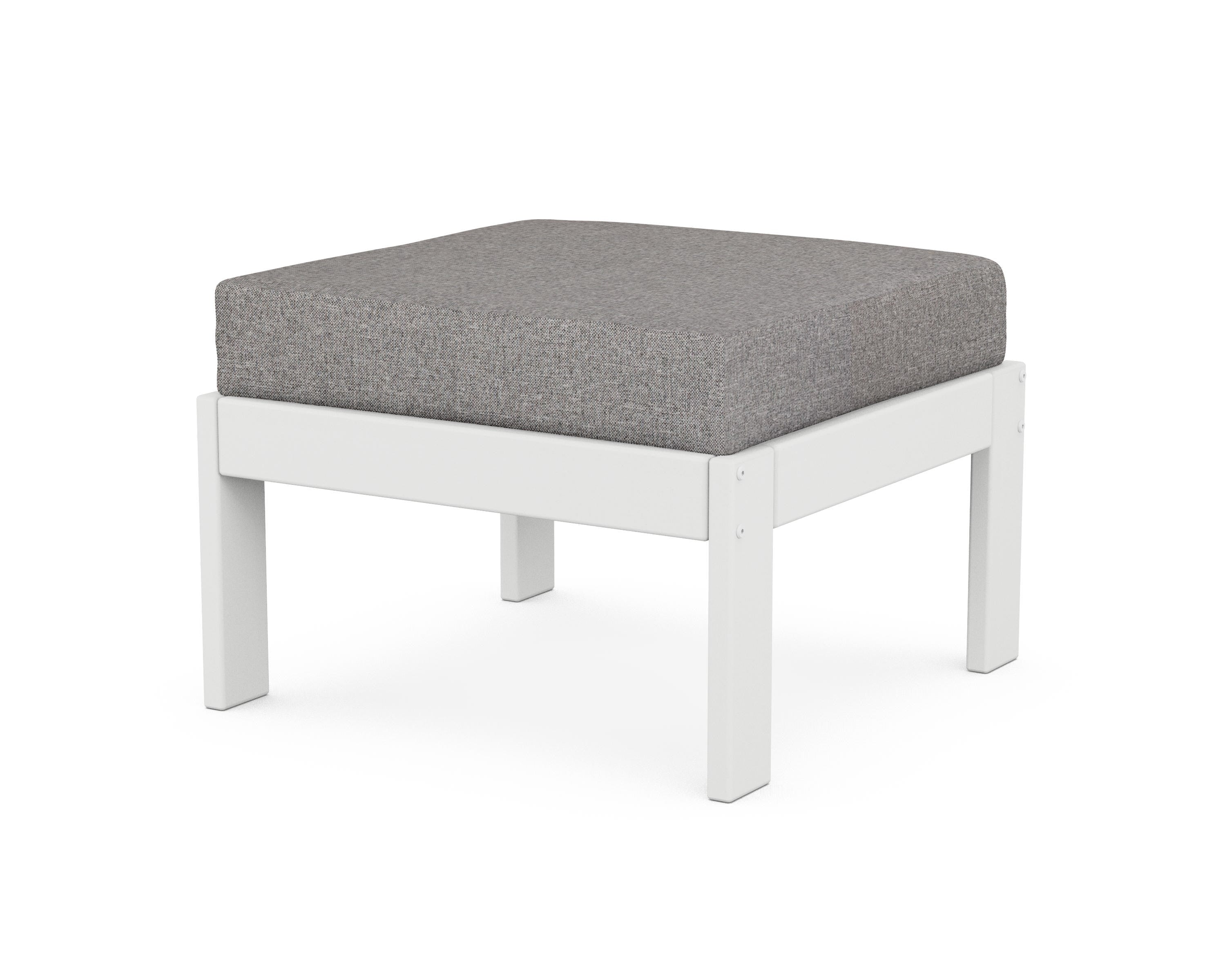 POLYWOOD® Vineyard Modular Ottoman in White / Grey Mist