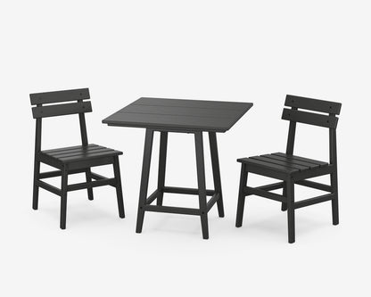 POLYWOOD® Modern Studio Plaza Chair 3-Piece Bistro Dining Set in Black