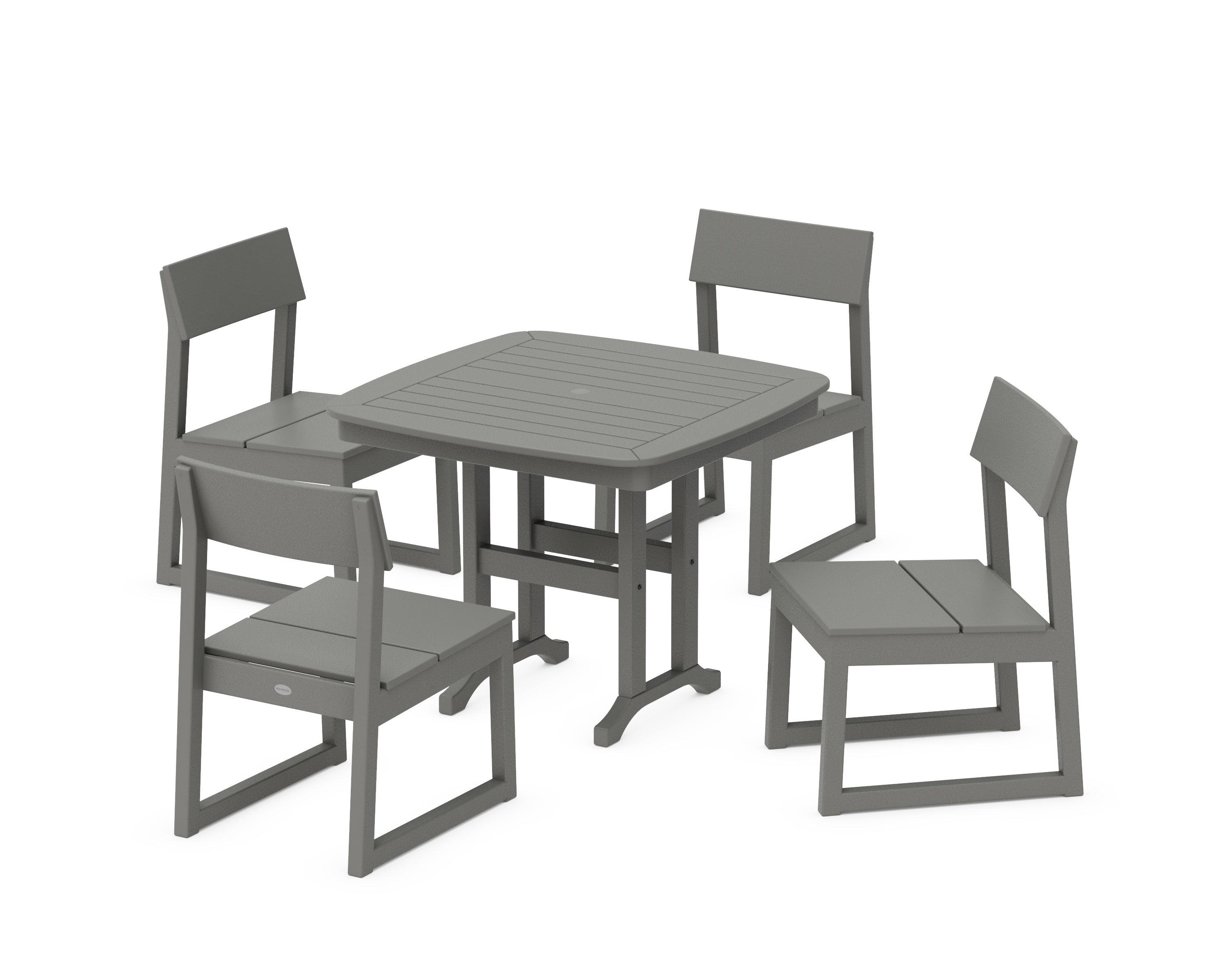 POLYWOOD® EDGE Side Chair 5-Piece Dining Set in Slate Grey