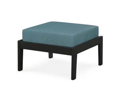 Unbranded Deep Seating Ottoman in Black / Ocean Teal