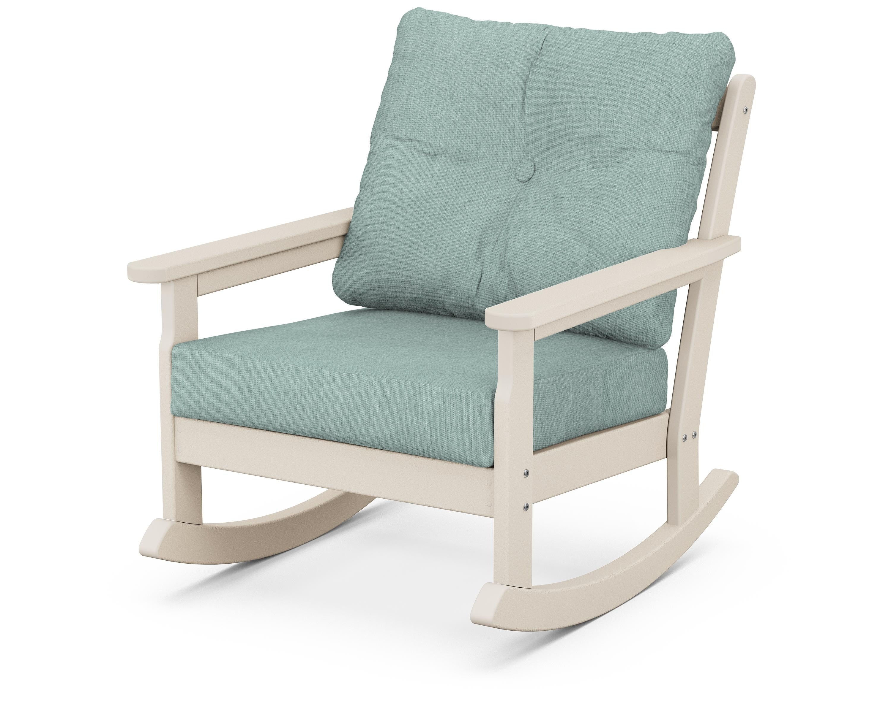 POLYWOOD® Vineyard Deep Seating Rocking Chair in Sand / Glacier Spa