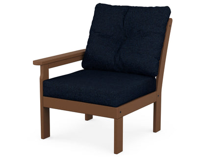 POLYWOOD® Vineyard Modular Left Arm Chair in Teak / Marine Indigo