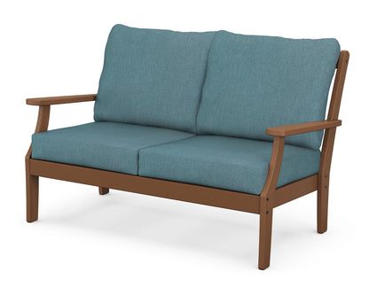POLYWOOD® Braxton Deep Seating Loveseat in Teak / Ocean Teal