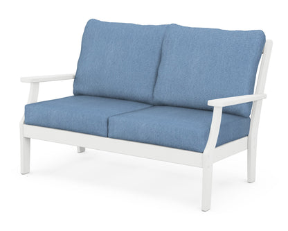 POLYWOOD® Braxton Deep Seating Loveseat in White / Sky Blue