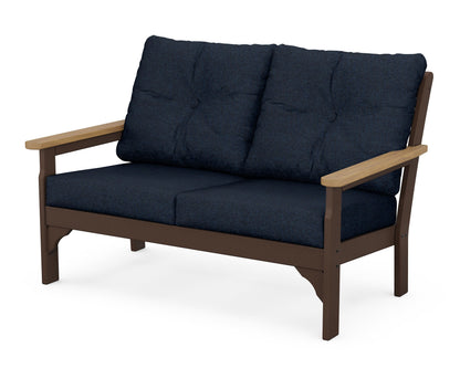 POLYWOOD® Vineyard Deep Seating Loveseat in Mahogany / Natural / Marine Indigo
