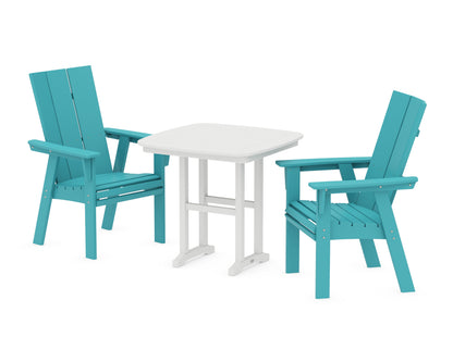 POLYWOOD® Modern Adirondack 3-Piece Dining Set in Aruba / White