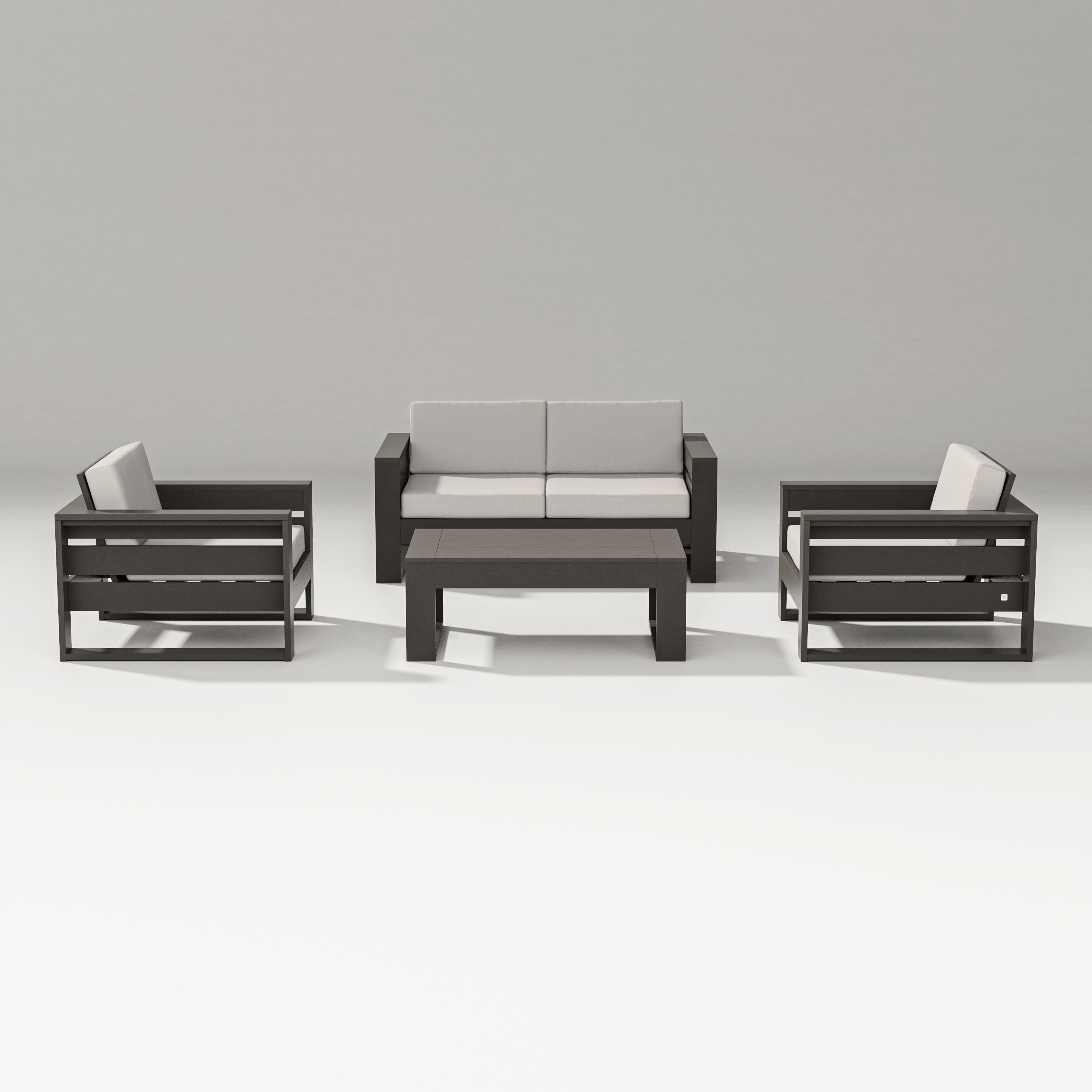 PW Designer Series Latitude 4-Piece Lounge Loveseat Set in Vintage Coffee / Cast Ash