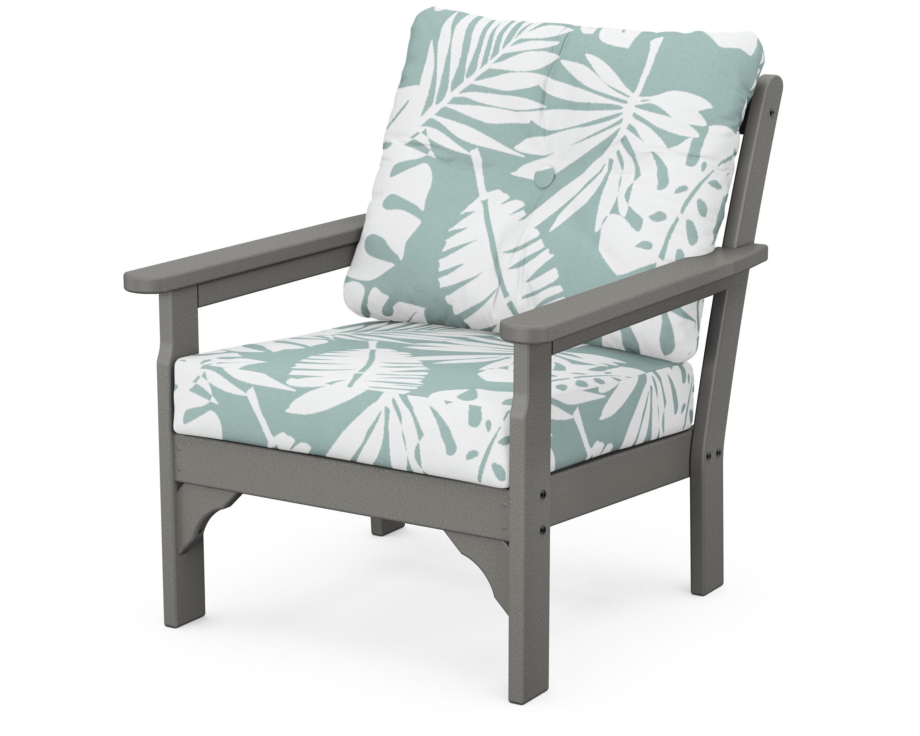 POLYWOOD® Vineyard Deep Seating Chair in Slate Grey / Leaf Glacier Spa