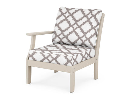 POLYWOOD® Braxton Modular Left Arm Chair in Sand / Trellis Grey Mist