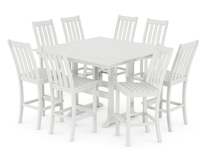 POLYWOOD® Vineyard 9-Piece Farmhouse Trestle Bar Set in White