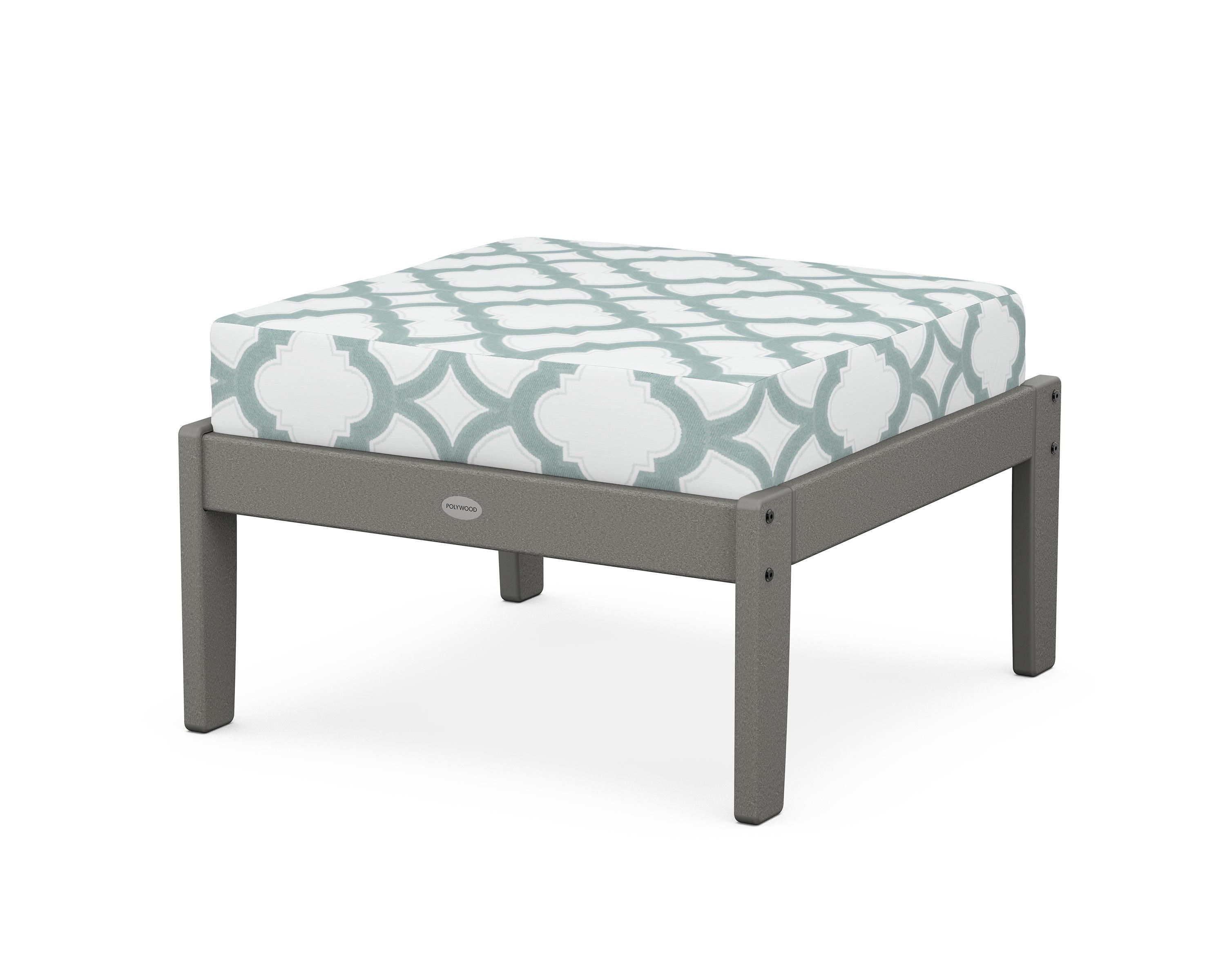 POLYWOOD® Braxton Deep Seating Ottoman in Slate Grey / Trellis Glacier Spa