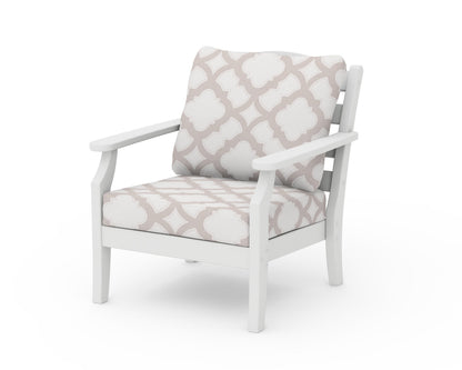 Draper James™ by  POLYWOOD® Savannah Deep Seating Chair in White / Trellis Dune Burlap
