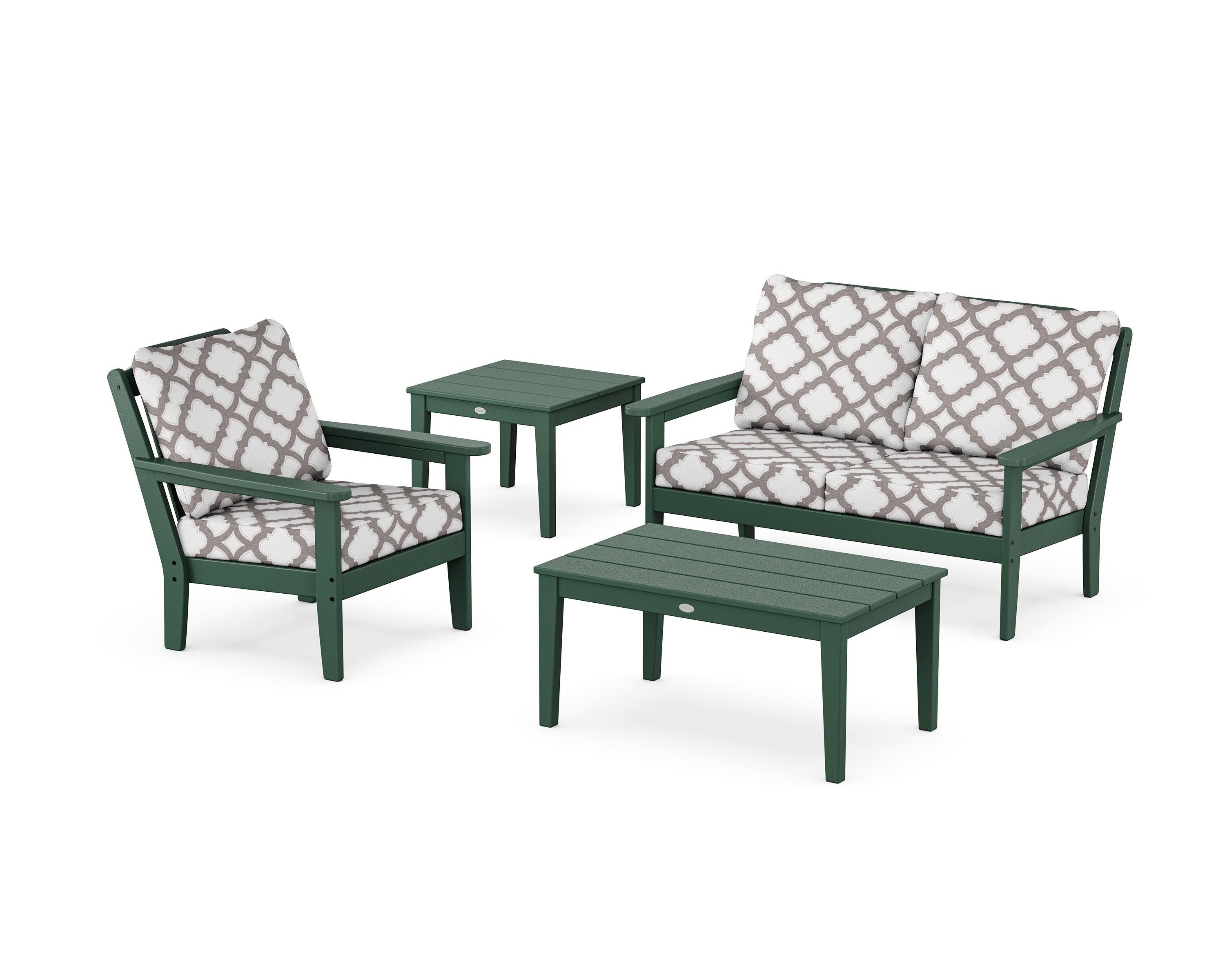 Country Living Wovendale 4-Piece Deep Seating Set in Green / Trellis Grey Mist