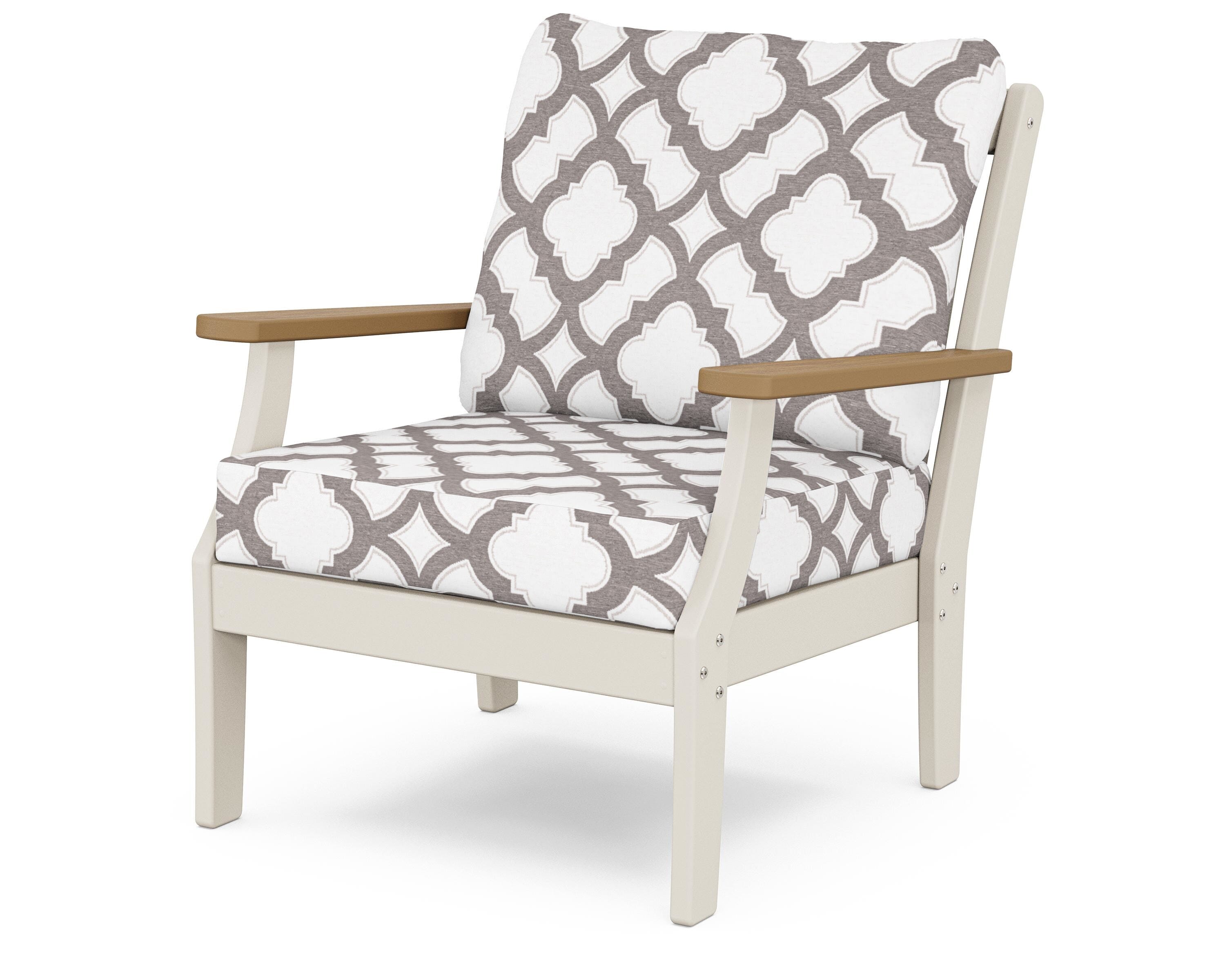 POLYWOOD® Braxton Deep Seating Chair in Sand / Natural / Trellis Grey Mist