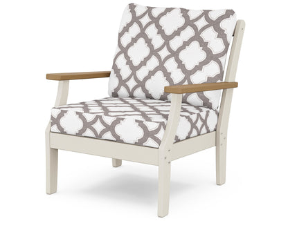 POLYWOOD® Braxton Deep Seating Chair in Sand / Natural / Trellis Grey Mist