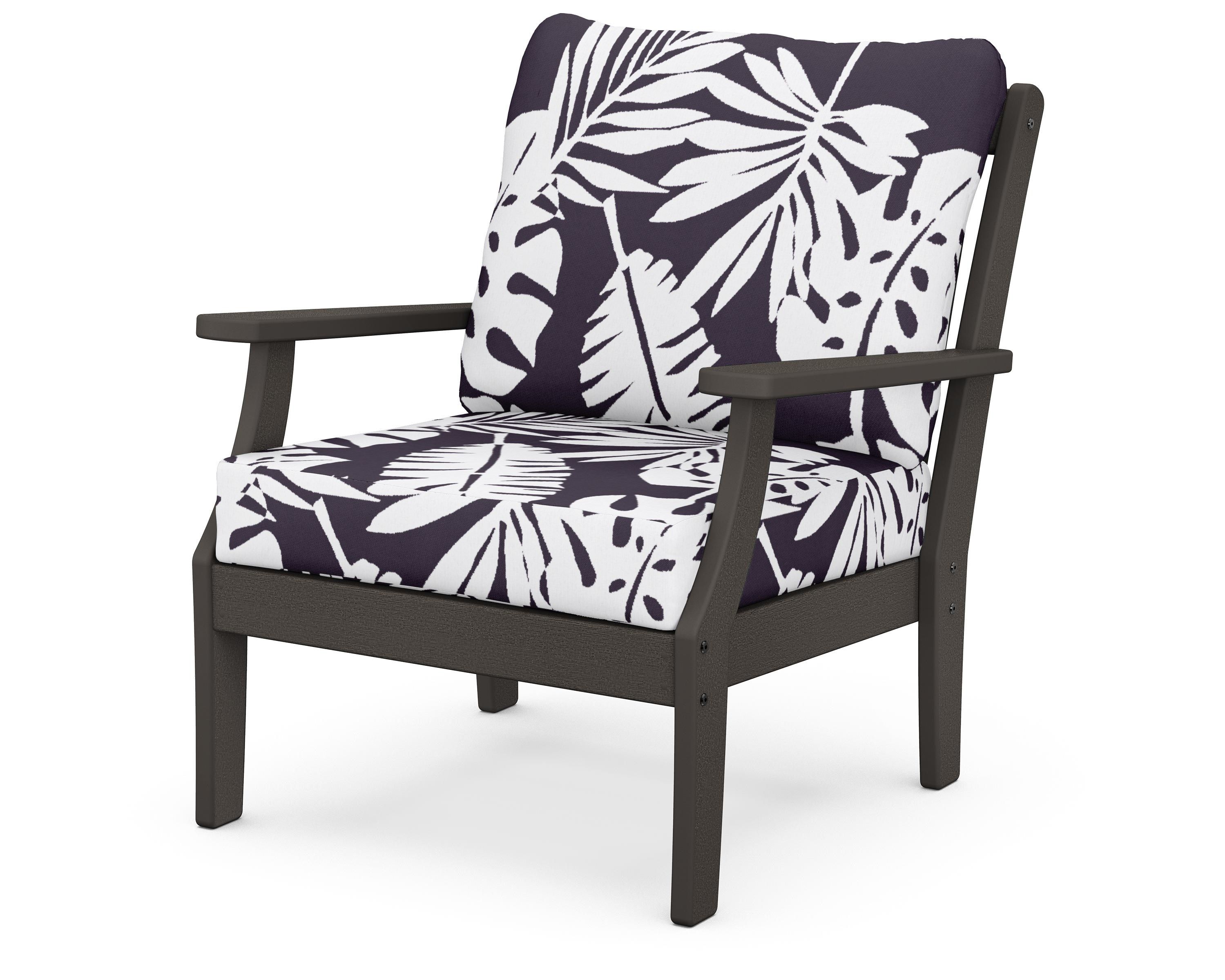 POLYWOOD® Braxton Deep Seating Chair in Vintage Coffee / Leaf Navy
