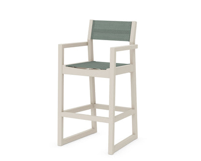POLYWOOD® EDGE Sling Bar Arm Chair in Sand / Dupioni Sea Mist Sling
