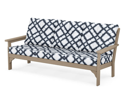 POLYWOOD® Vineyard Deep Seating Sofa in Vintage Sahara / Trellis Marine Indigo