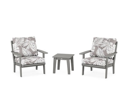 POLYWOOD® Oxford 3-Piece Deep Seating Set in Slate Grey / Leaf Grey Mist
