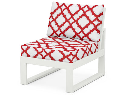Unbranded Modular Armless Chair in Vintage White / Trellis Crimson