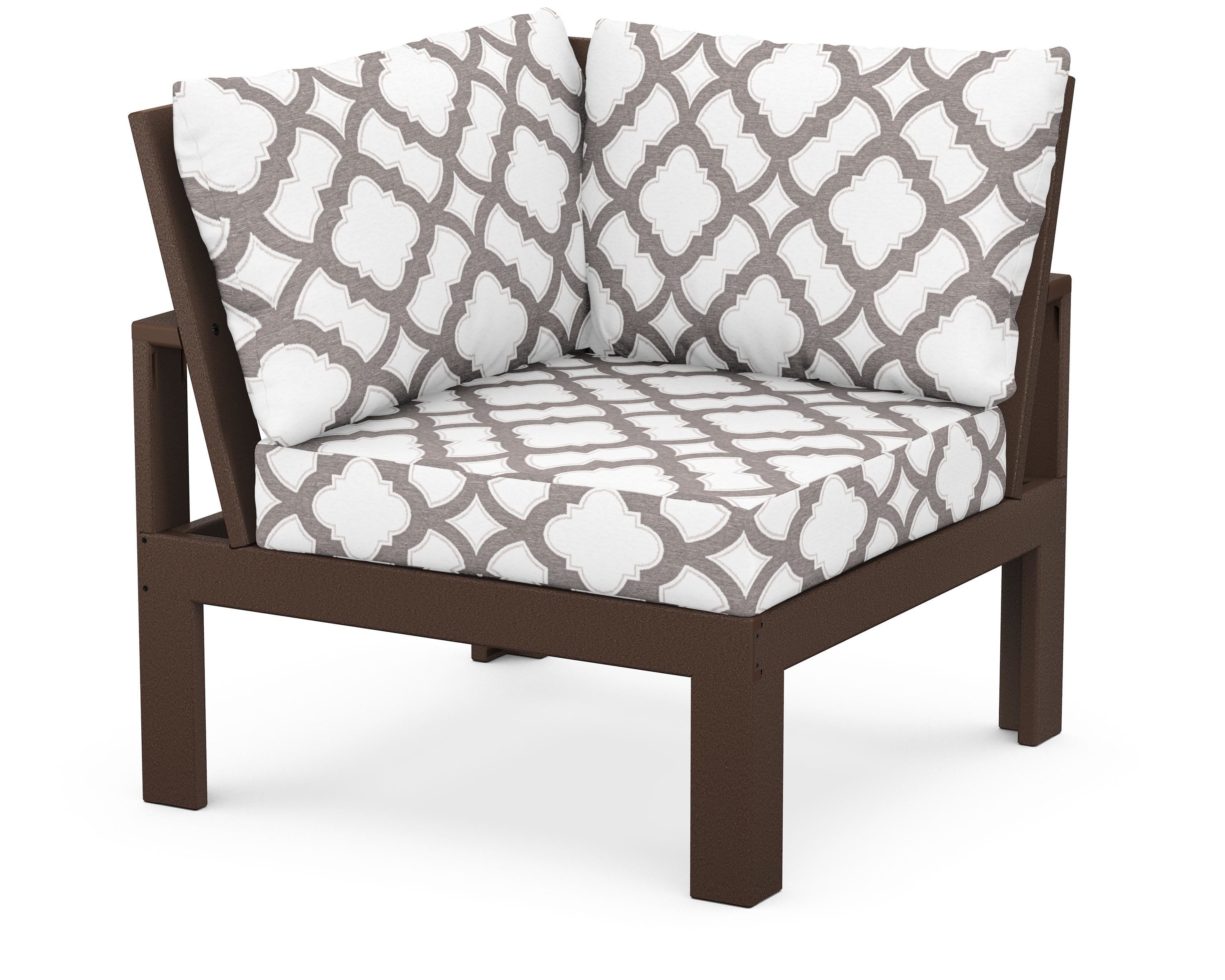 Unbranded Modular Corner Chair in Mahogany / Trellis Grey Mist