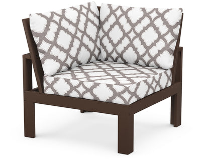 Unbranded Modular Corner Chair in Mahogany / Trellis Grey Mist