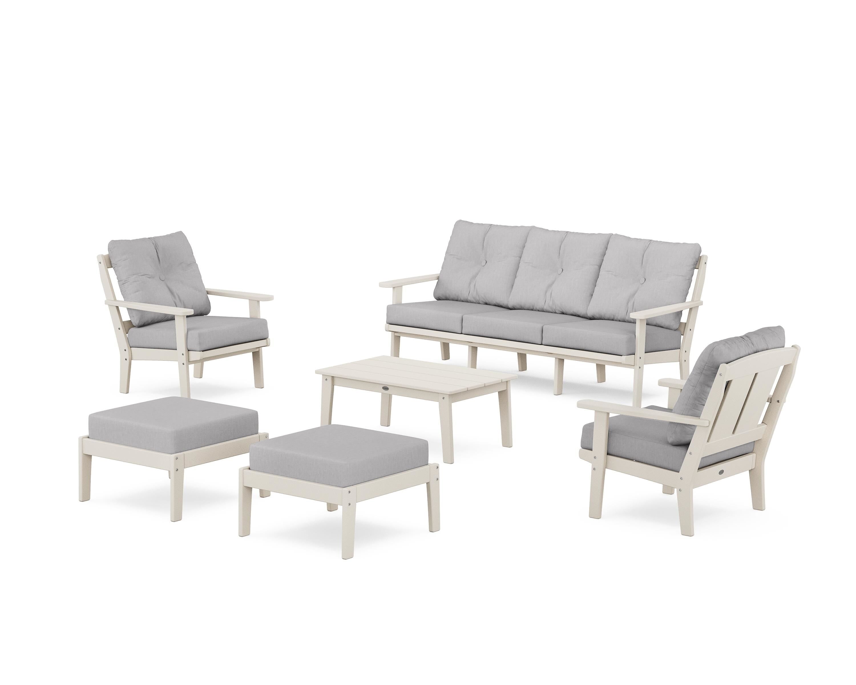 POLYWOOD® Mission 6-Piece Lounge Sofa Set in Sand / Granite