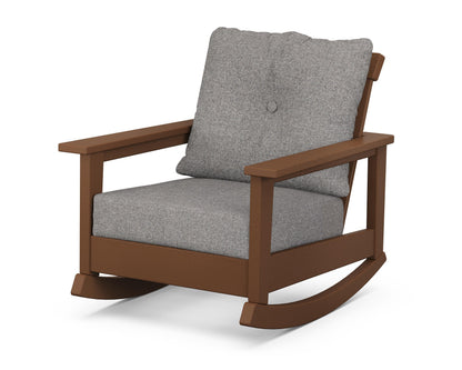 POLYWOOD® Prescott Deep Seating Rocking Chair in Teak / Grey Mist