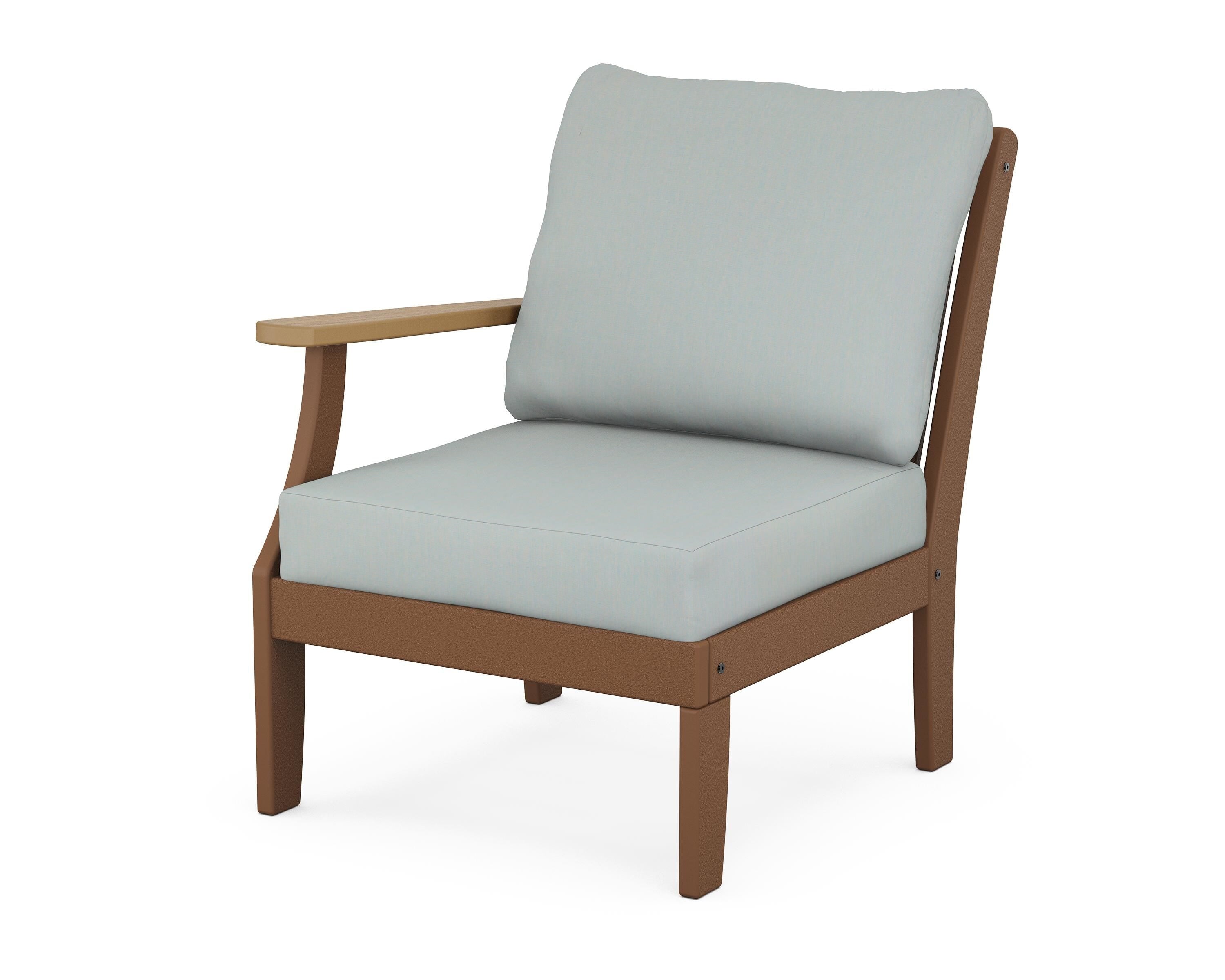 POLYWOOD® Braxton Modular Left Arm Chair in Teak / Natural / Spa