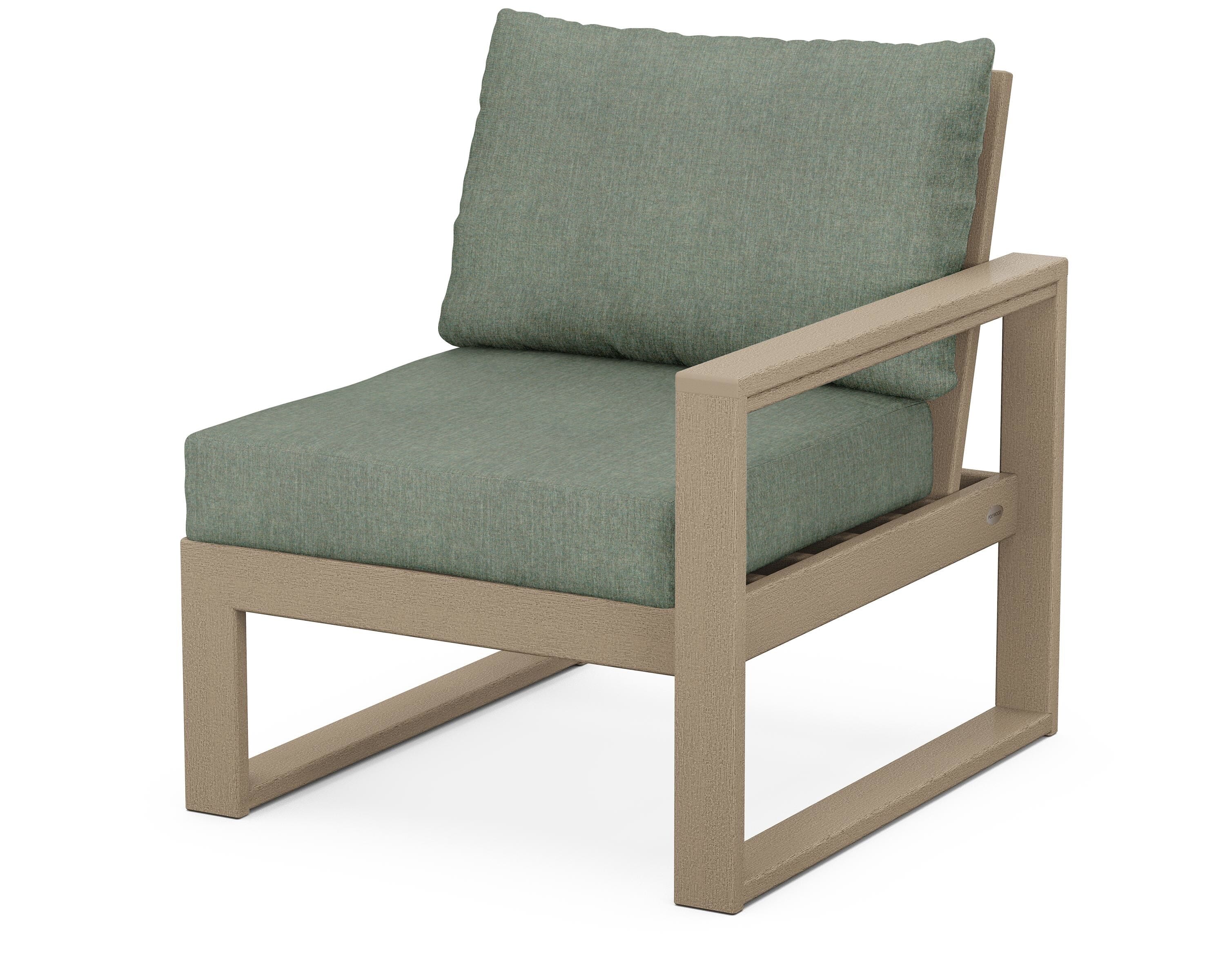 POLYWOOD® EDGE Modular Right Arm Chair in Vintage Sahara / Cast Sage