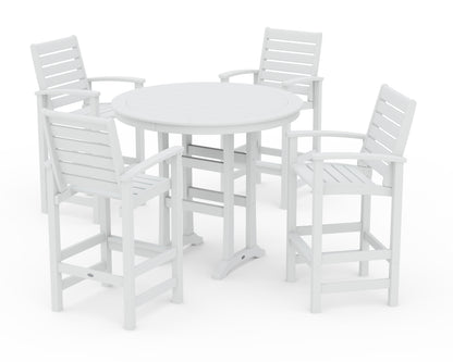 POLYWOOD® 5 Piece Signature Bar Dining Set in White