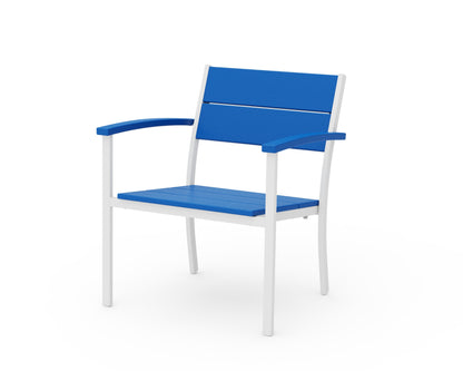 POLYWOOD® Main Street Stacking Lounge Arm Chair in White / Pacific Blue