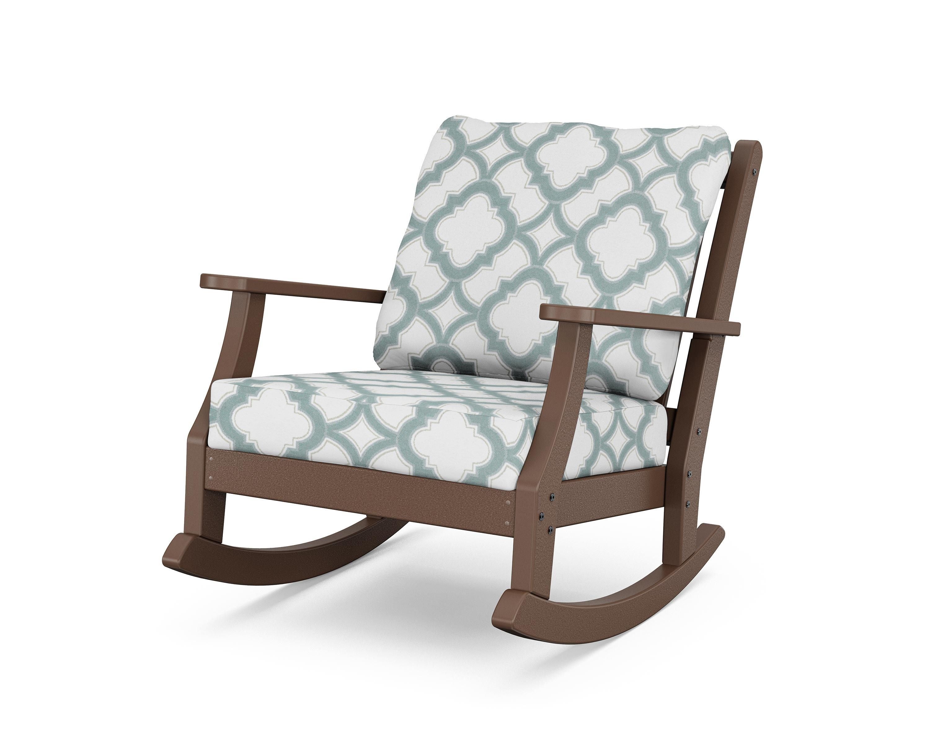Country Living Wovendale Deep Seating Rocking Chair in Mahogany / Trellis Glacier Spa